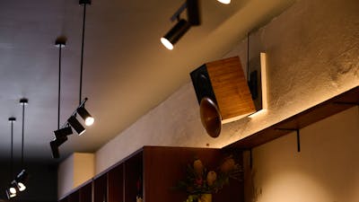 Sand cast bronze speaker, mounted to the wall