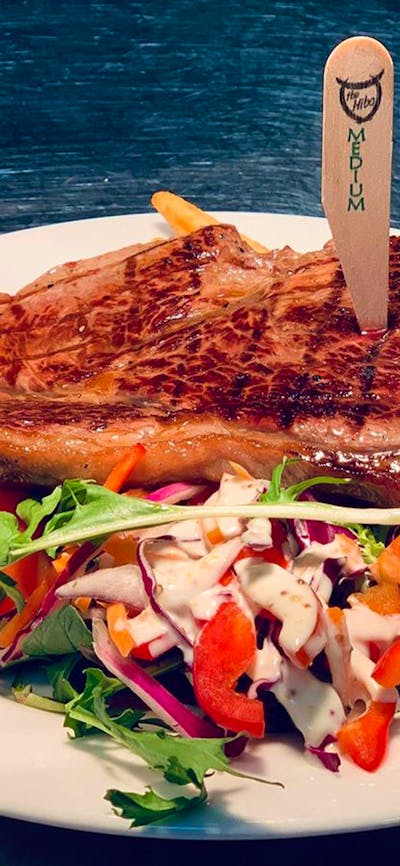 Steak on a plate with salad