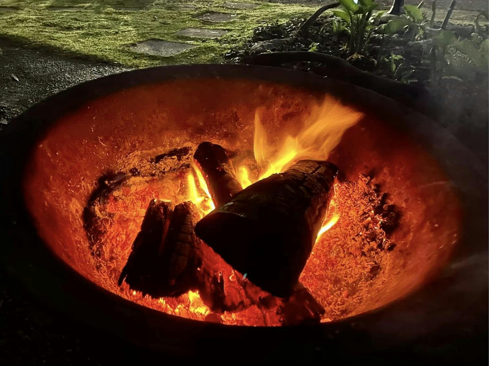 Relax by the one of the fire pots, don't forget the marshmallows!