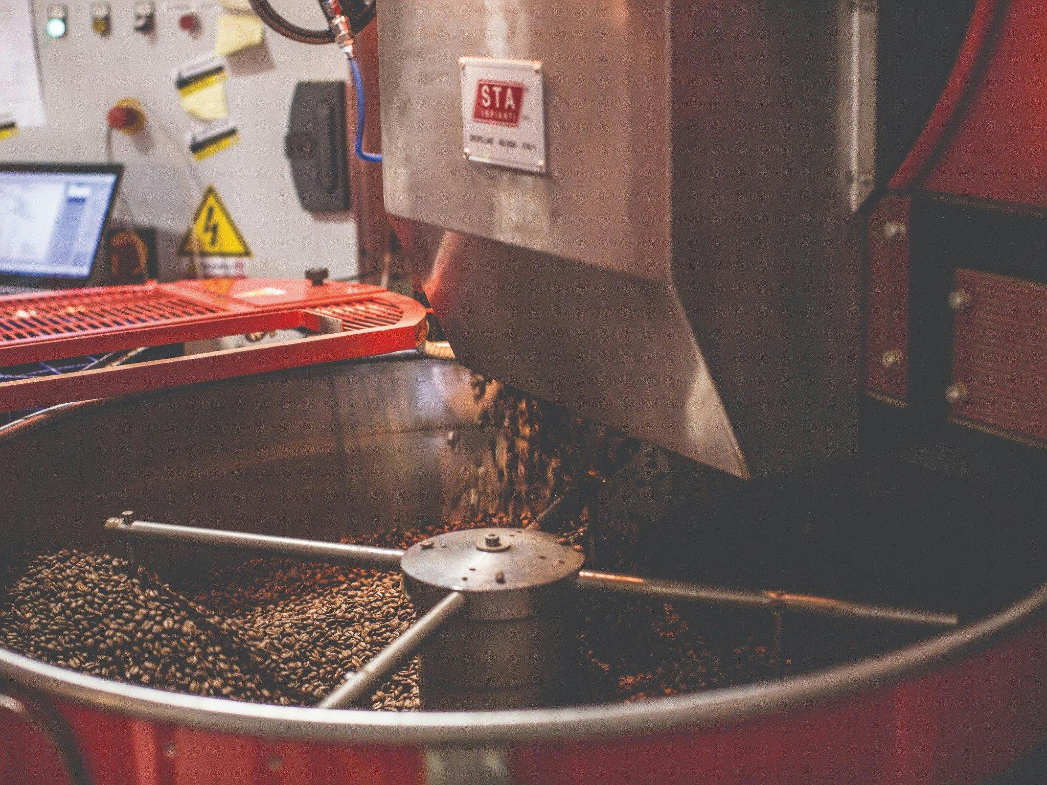 Coffee beans roasting at Delano