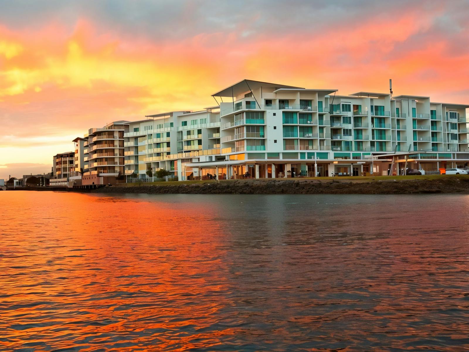 Aerial view of Ramada from the water