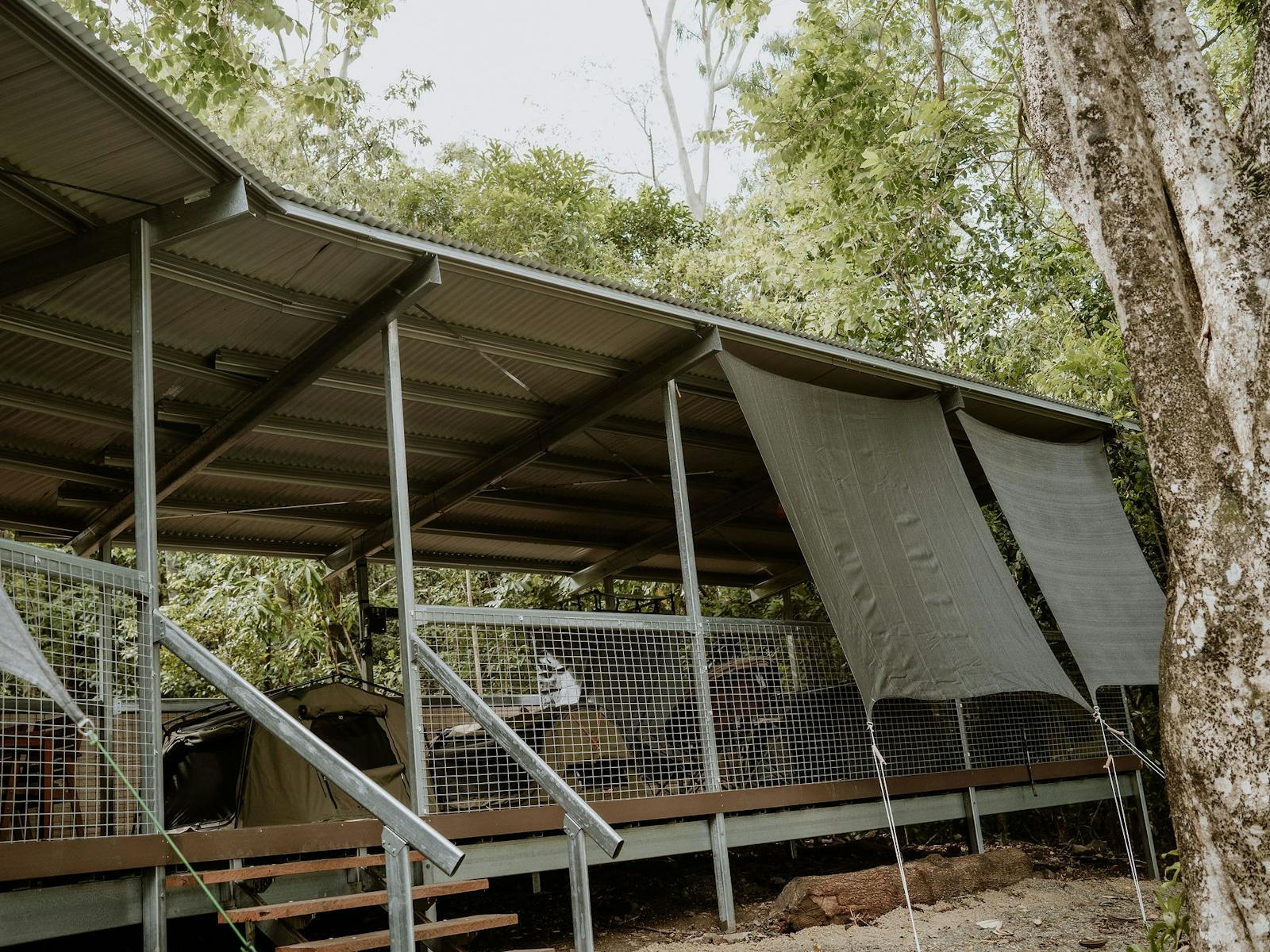 Eco deck with double glamping swags Eco deck with double glamping swags
