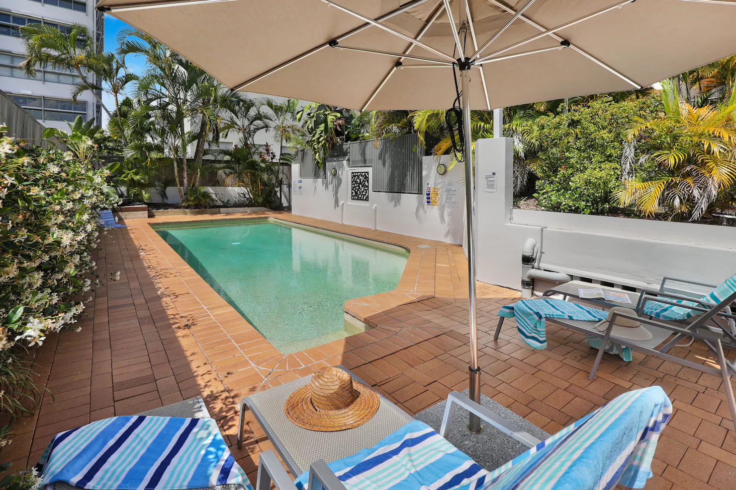 relax by our heated pool