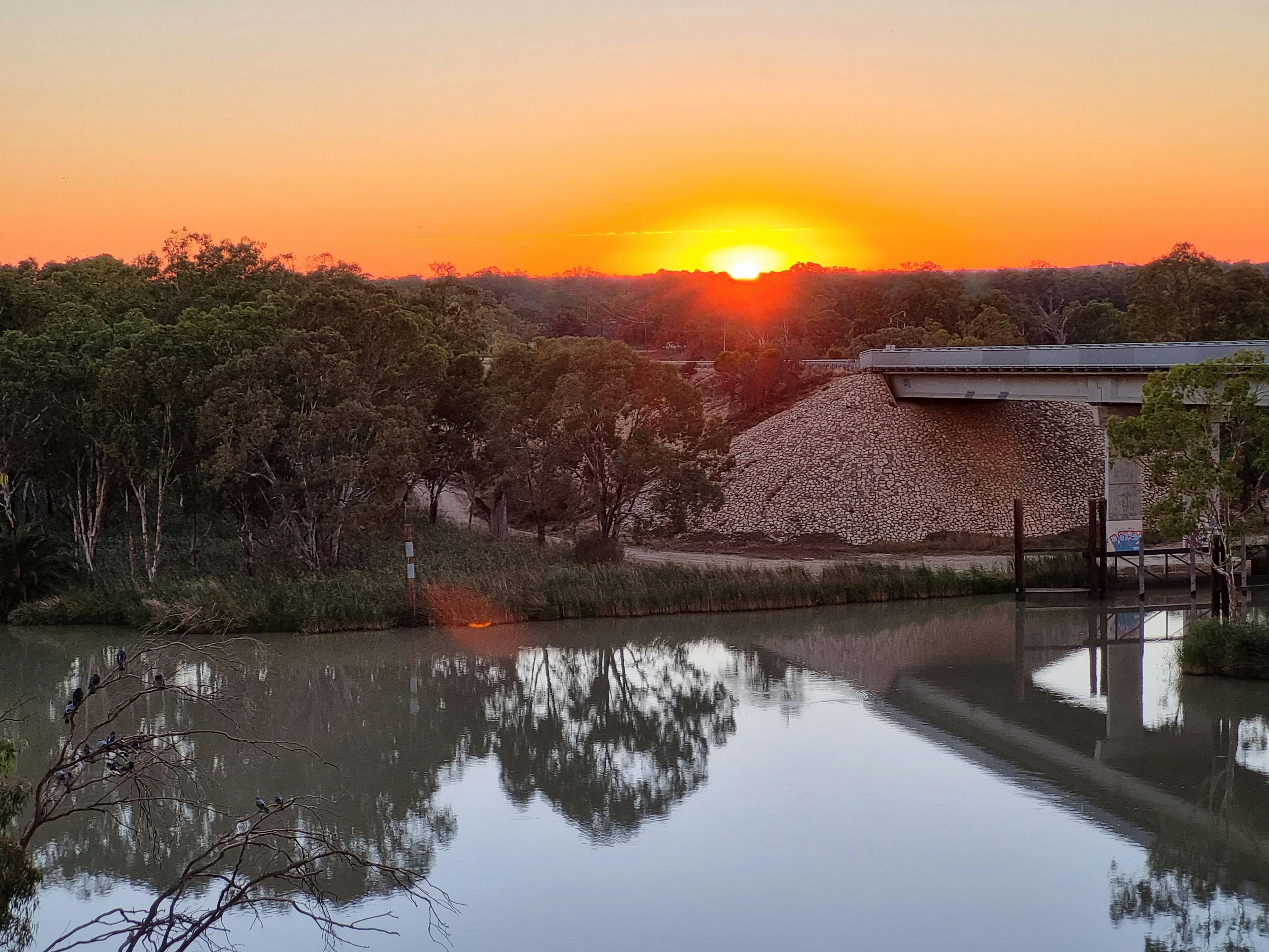 Sunrise reflecting on water Kingston on Murray