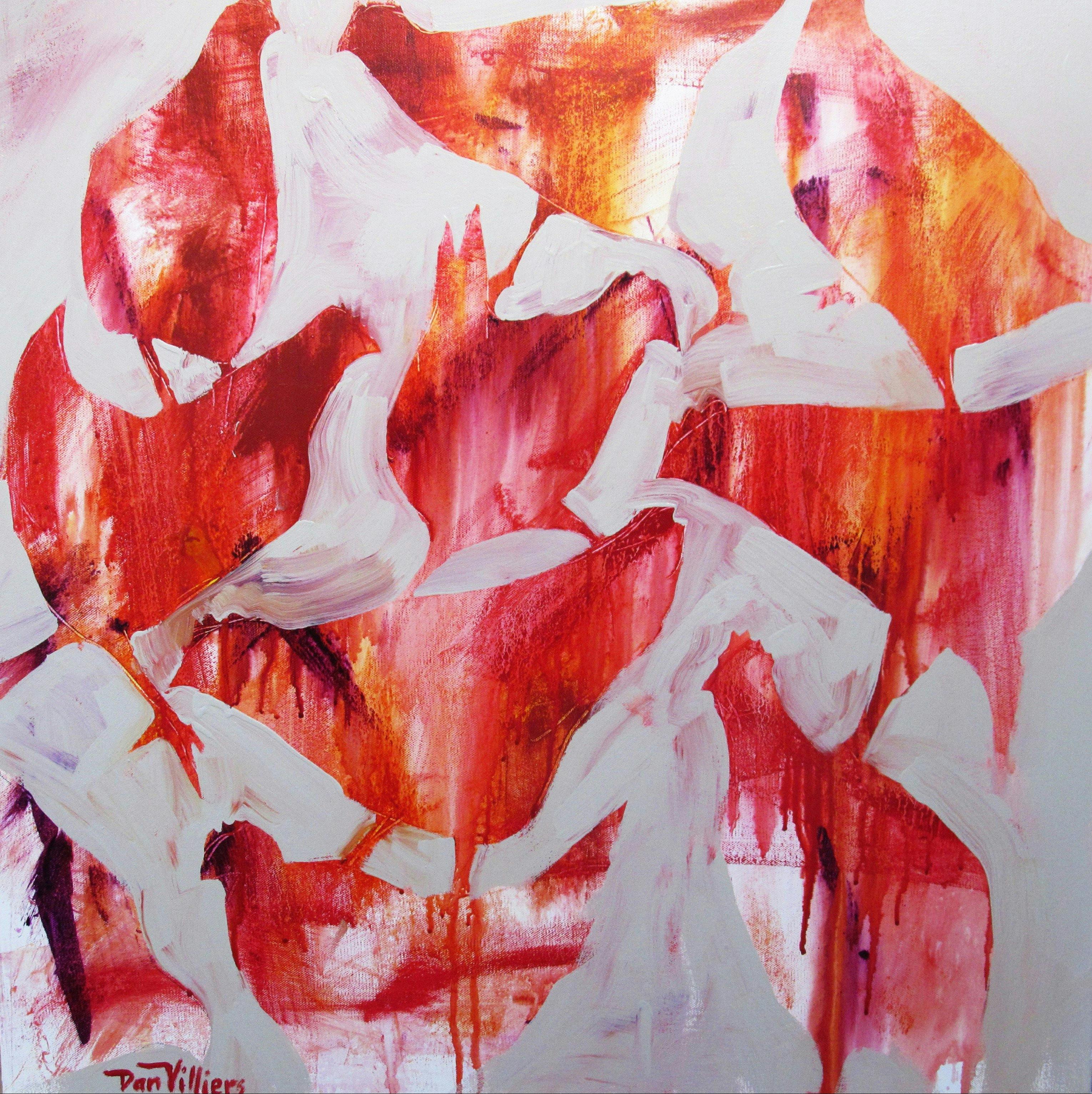 An acrylic painting by Dan Villiers, resident artist at Greenoaks Gallery