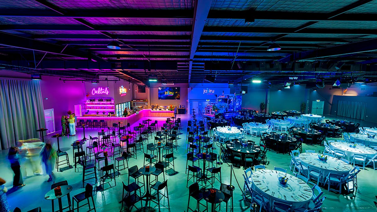 Jabiru Events Centre set up for a black tie function.