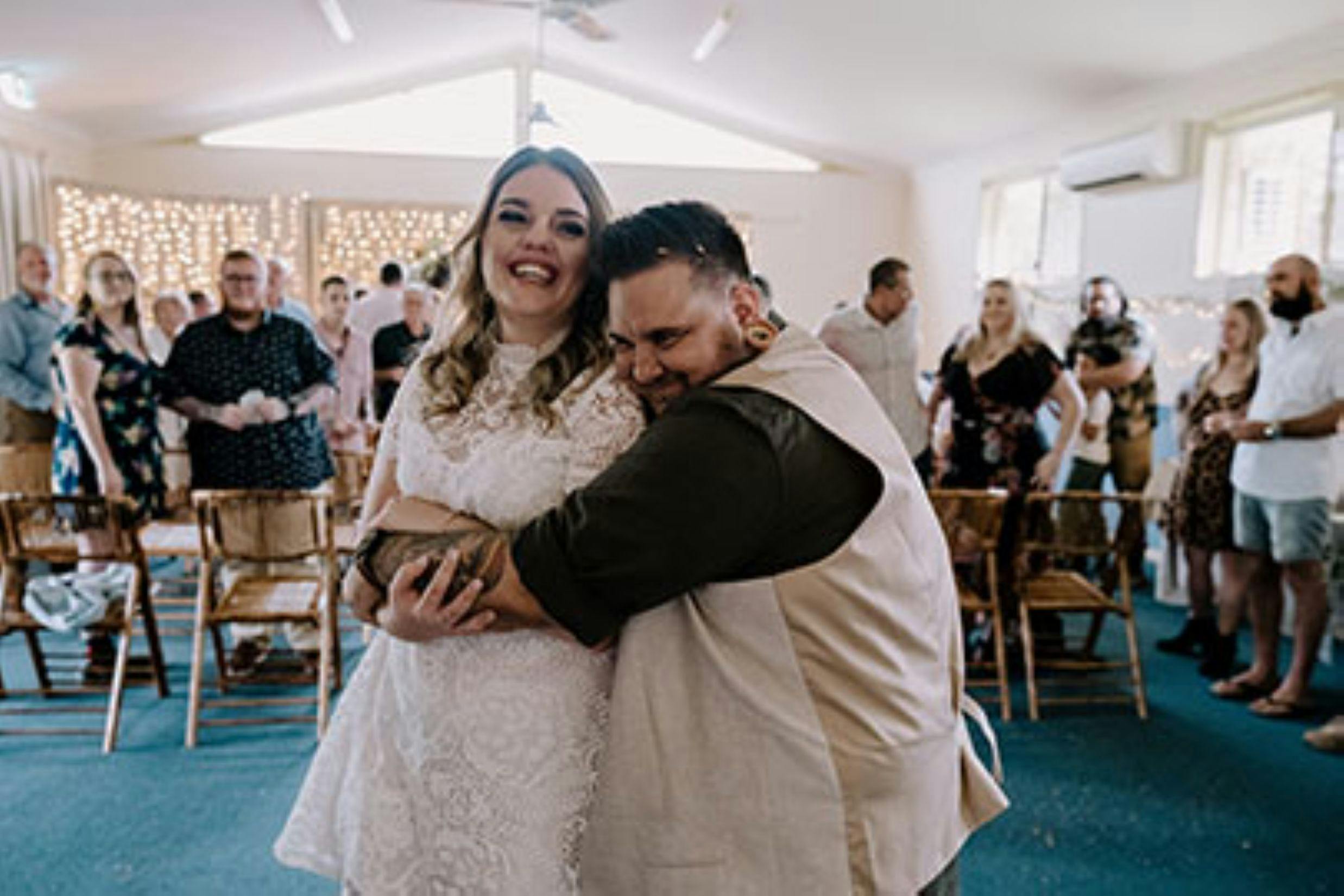 couple celebrating their wedding at the venue