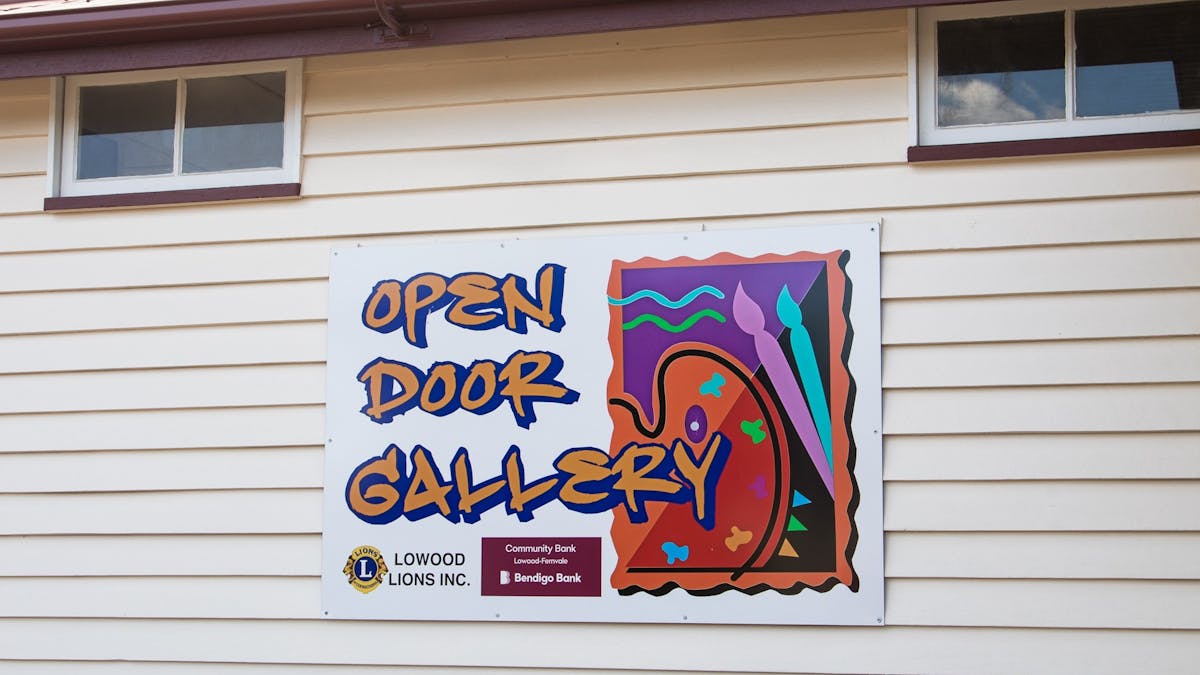 The Open Door Gallery Lowood Building and sign