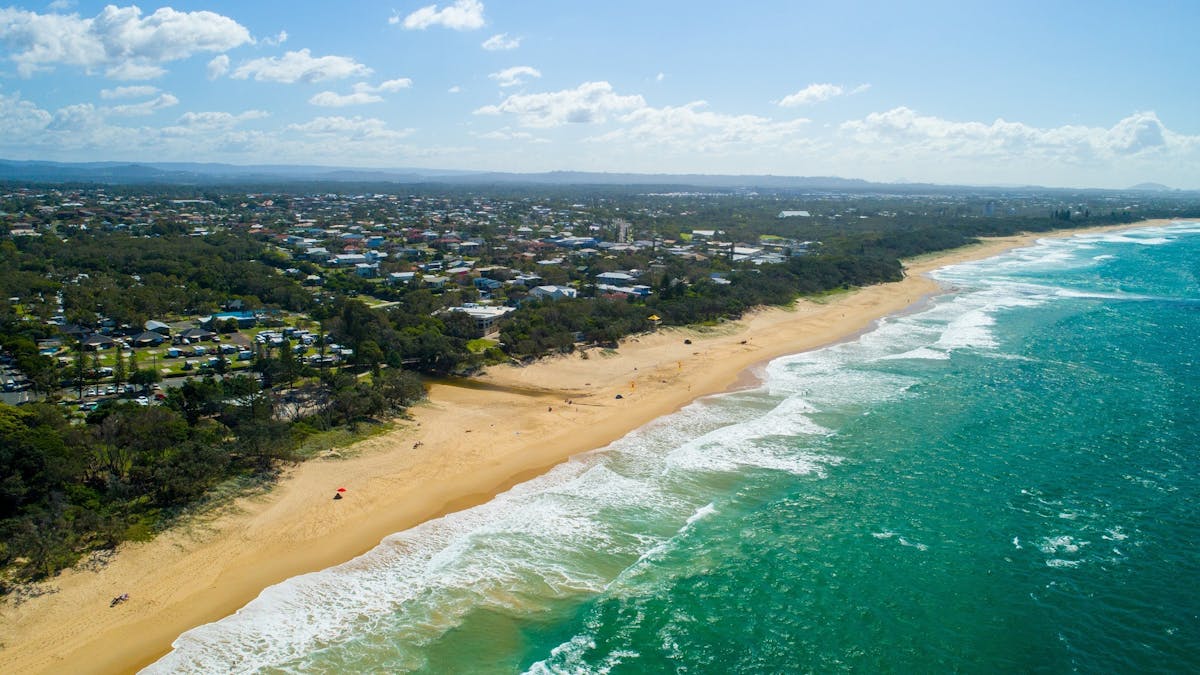 Dicky Beach Landscape Drone Image Waves & Shoreline