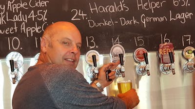 Pouring a Crafty at the TRBC brewery Tumut