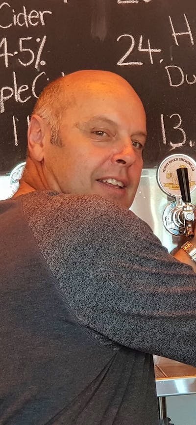 Pouring a Crafty at the TRBC brewery Tumut