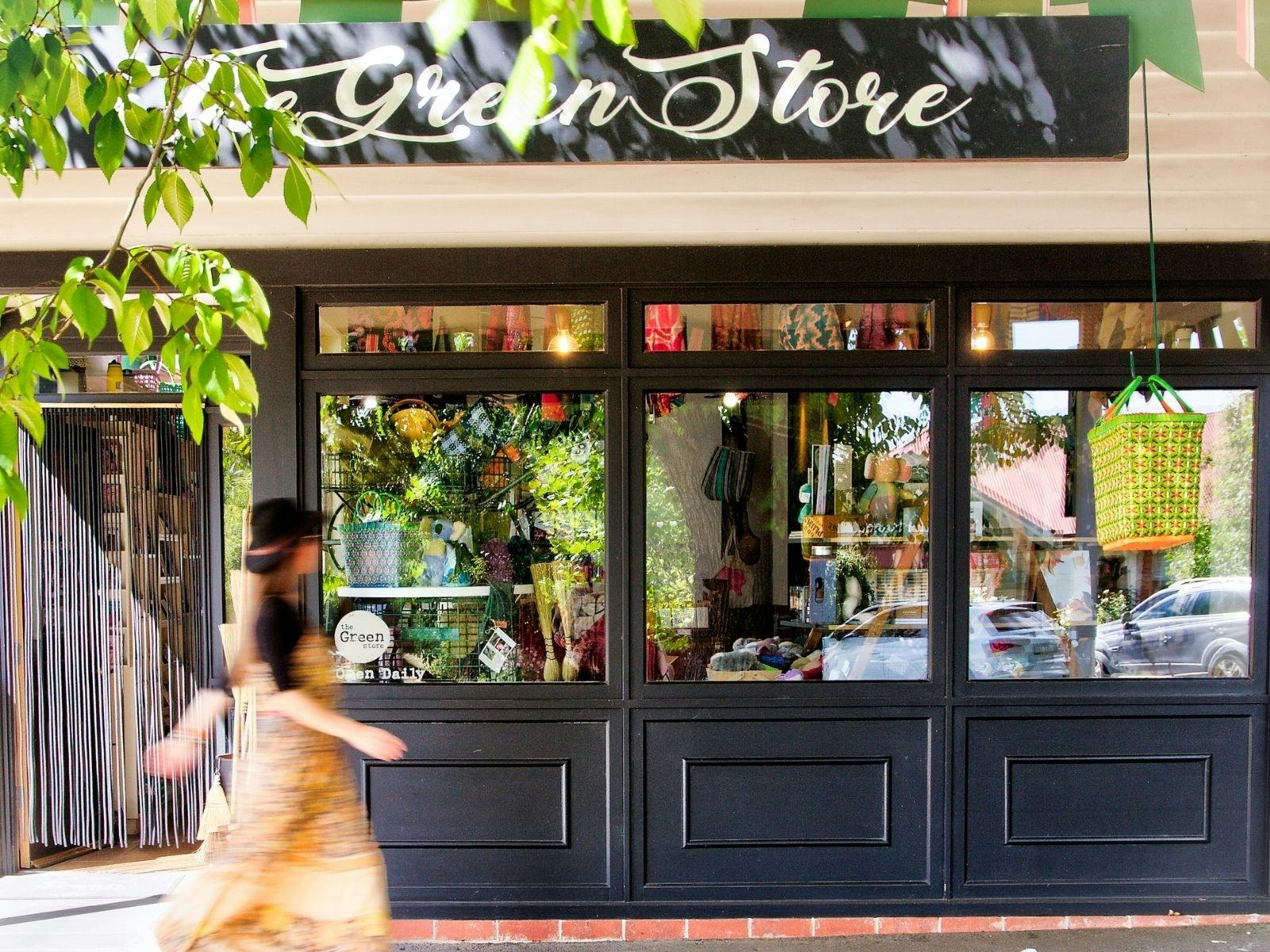12 Market Street Trentham shows the window display and entry of The Green Store