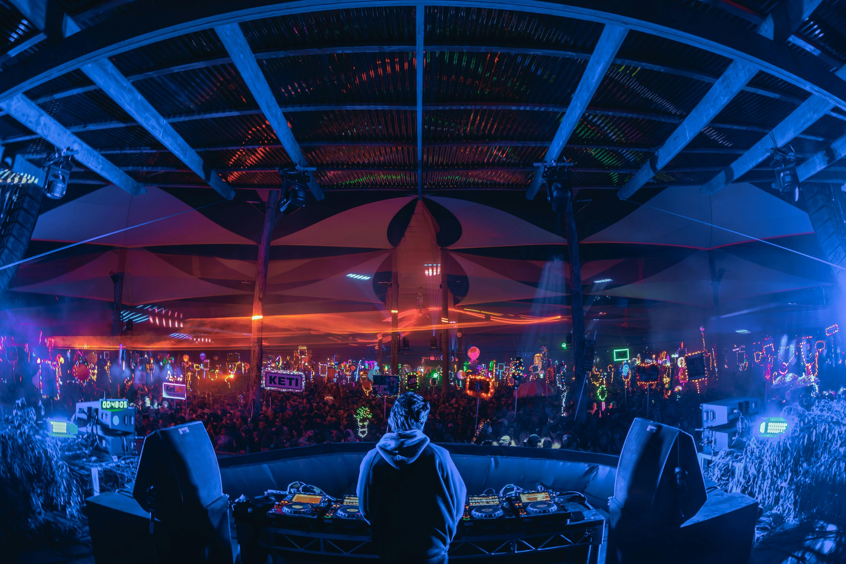 DJ playing Wildlands stage at night