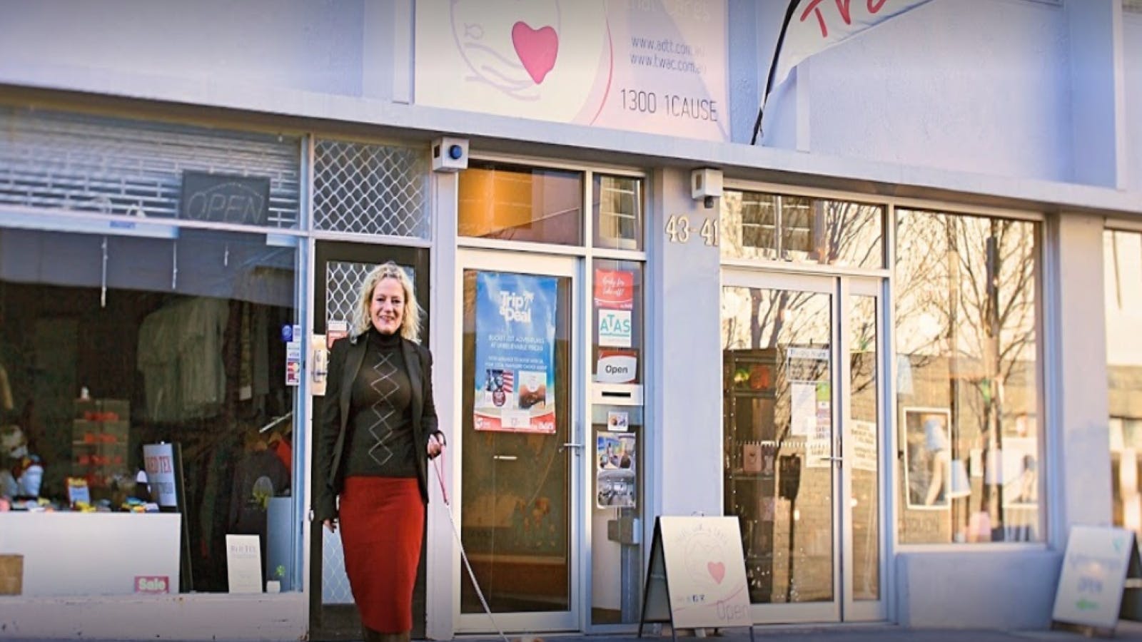The owner/director Jane with travel dog Toby