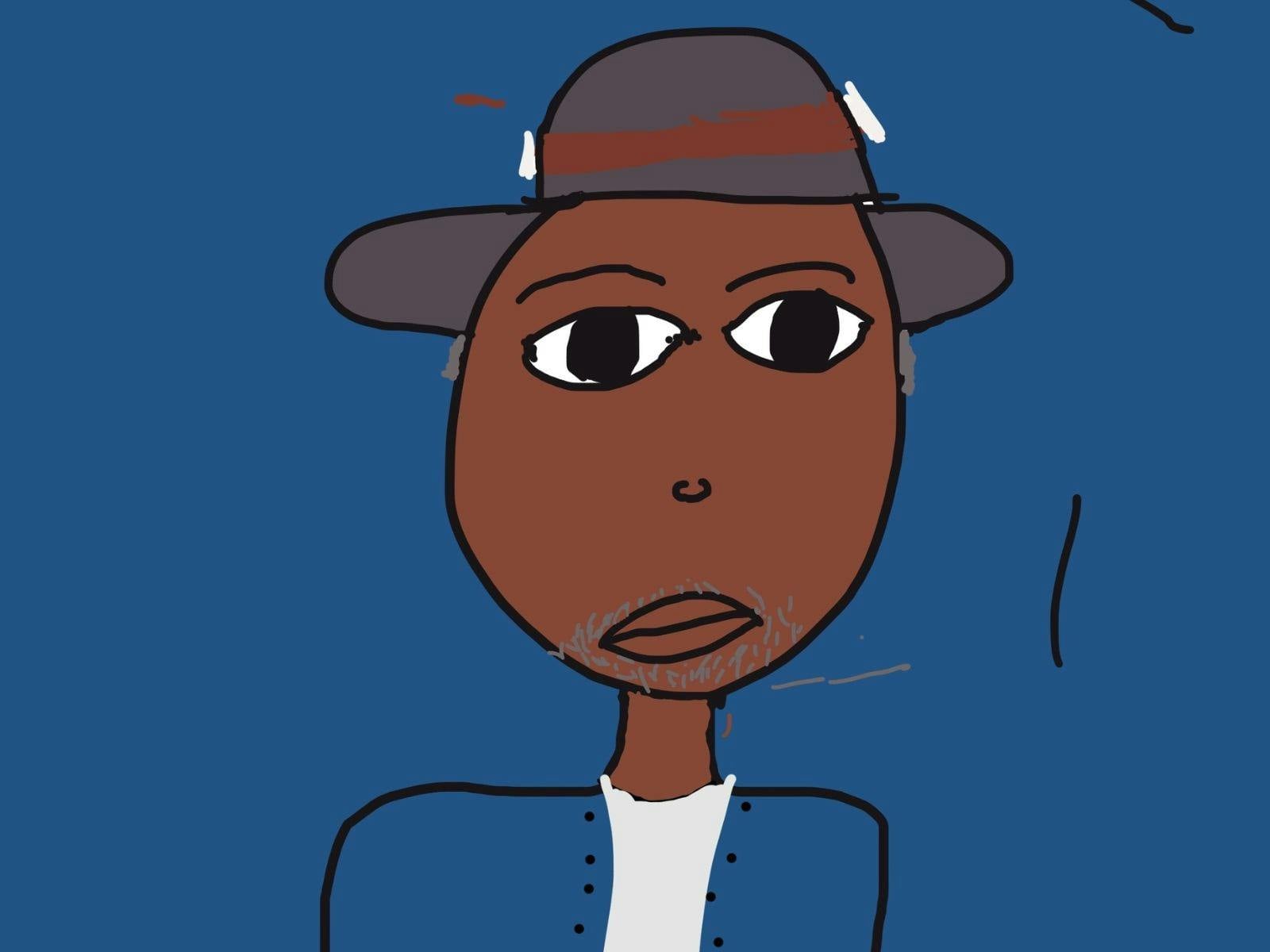 digital portrait of a brown skinned man wearing a hat