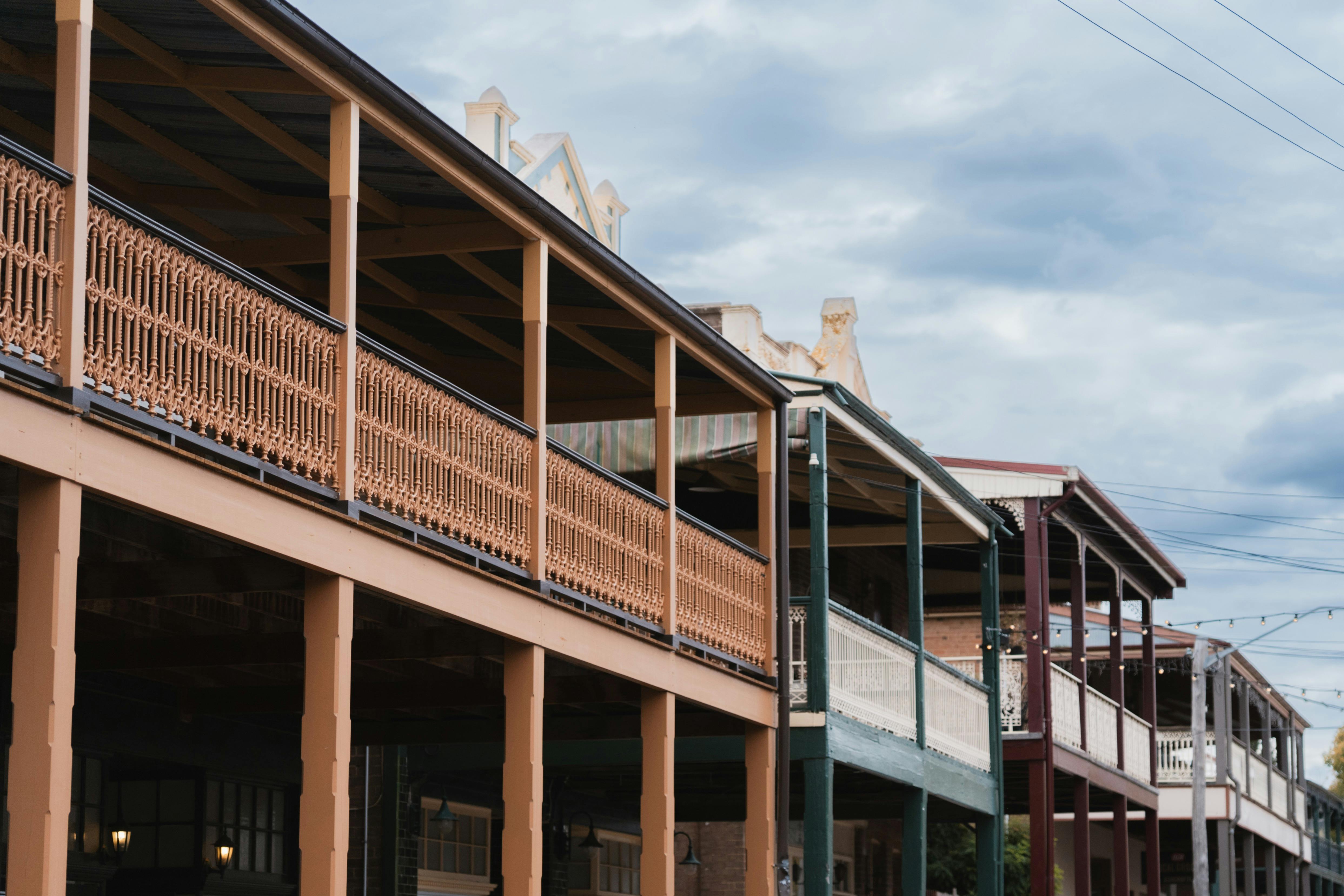 Old fashioned shops in a row in the village of Millthorpe NSW