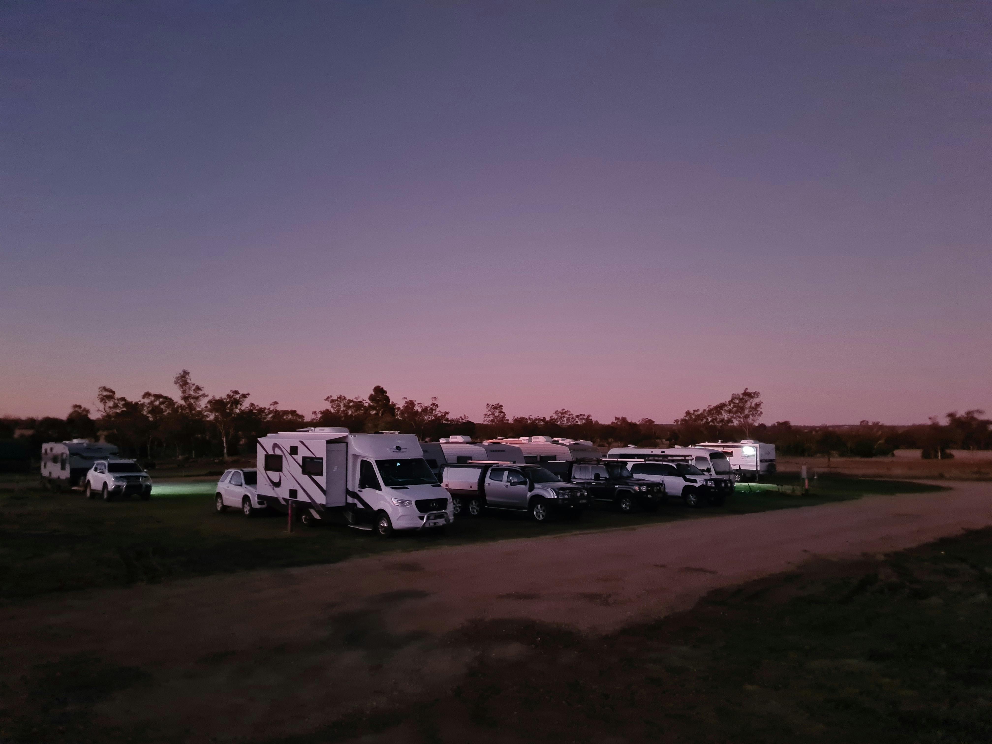 Large sites at dusk
