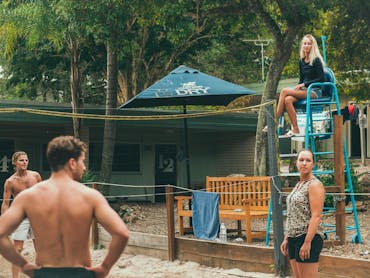 Guests playing beach volleyball Guests playing beach volleyball