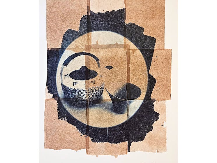 Ruth Thompson, Ten Brews, Cyanotype, pastel on rag paper