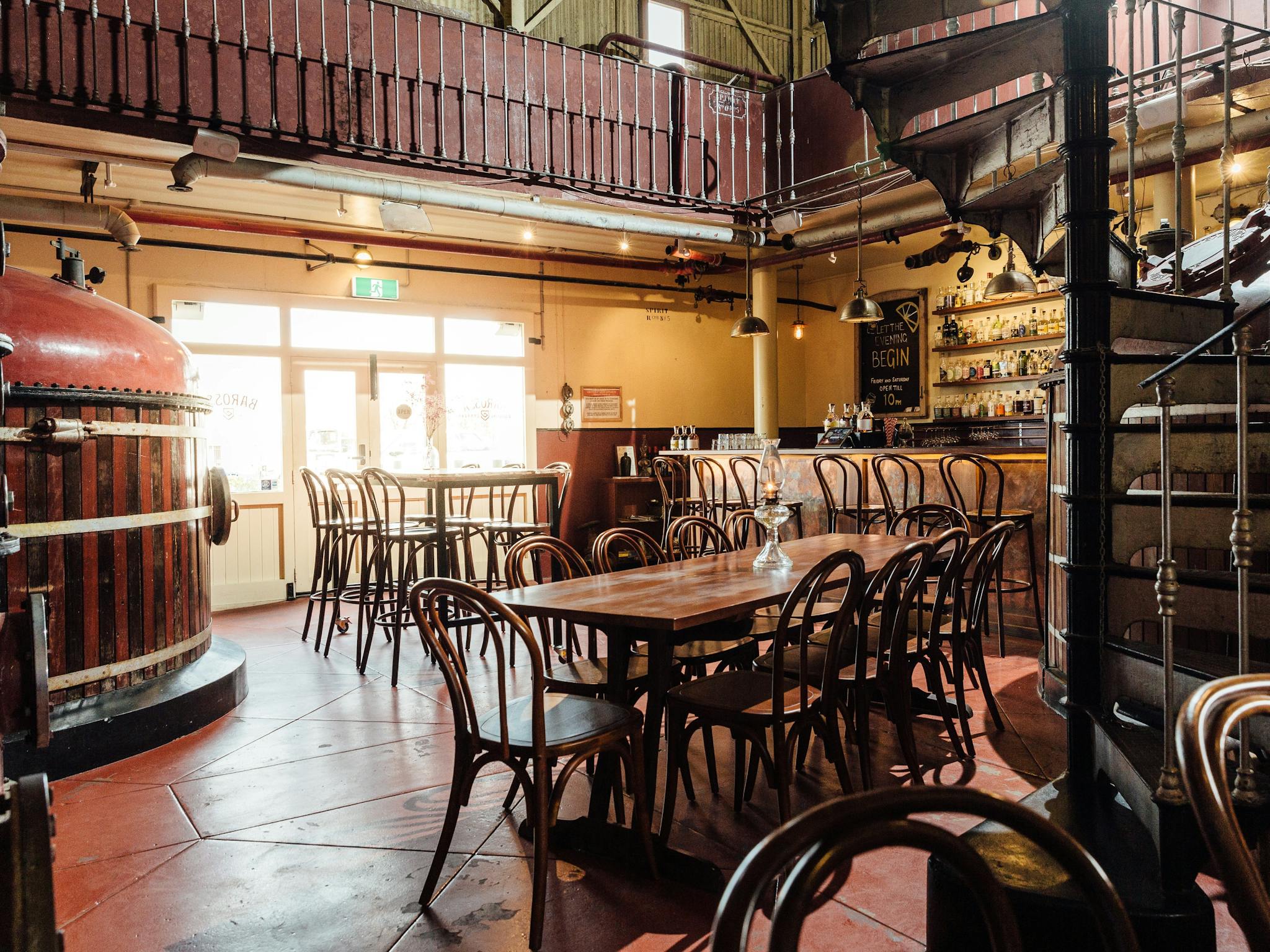 Inside shot of teh Distillery bar showing its historic features.