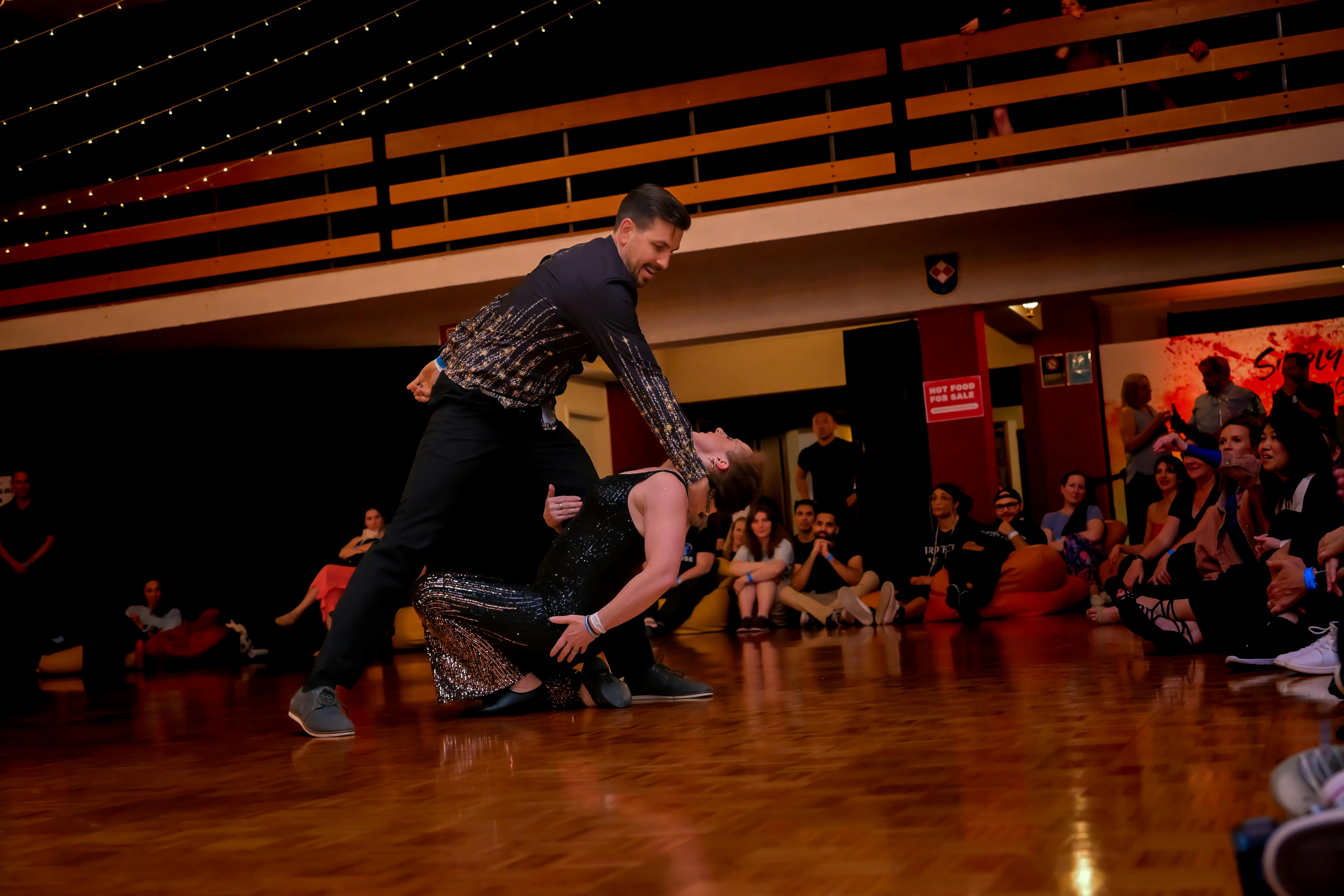 Couple performing routine