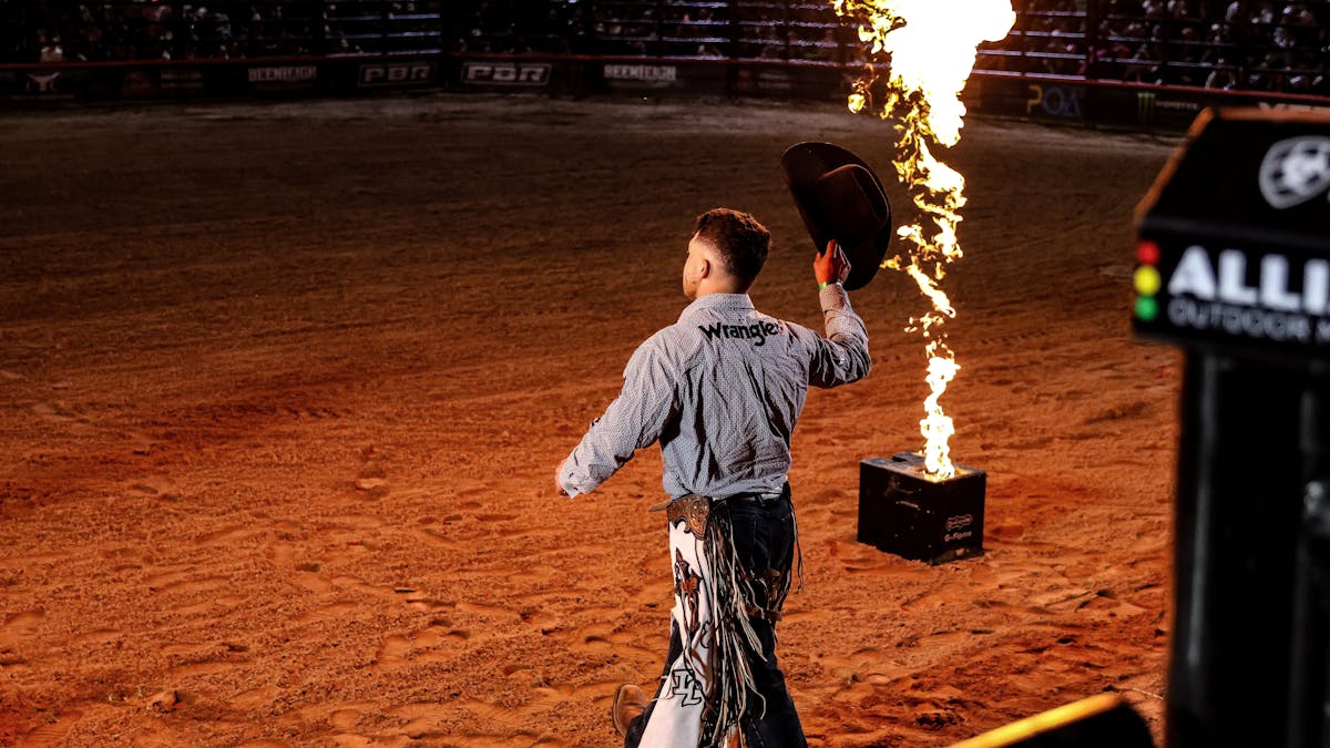 Cowboy enters arena at PBR