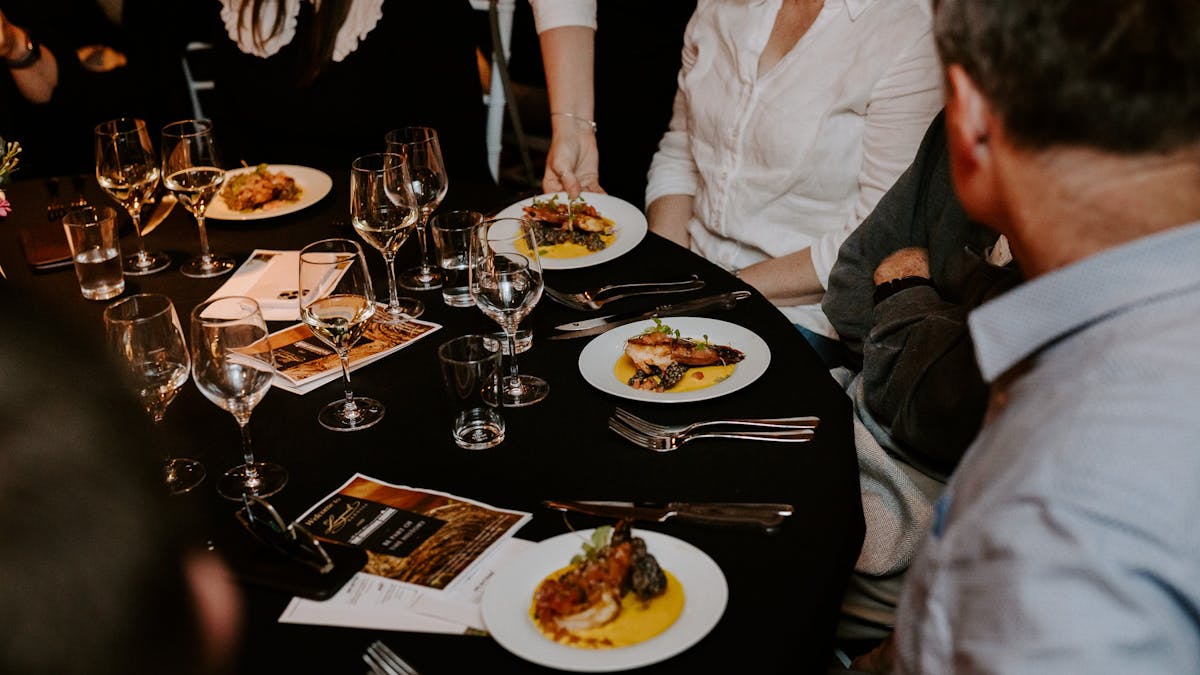Food being placed on table