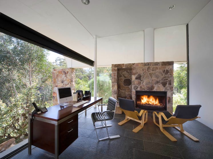 The Seidler House fireplace