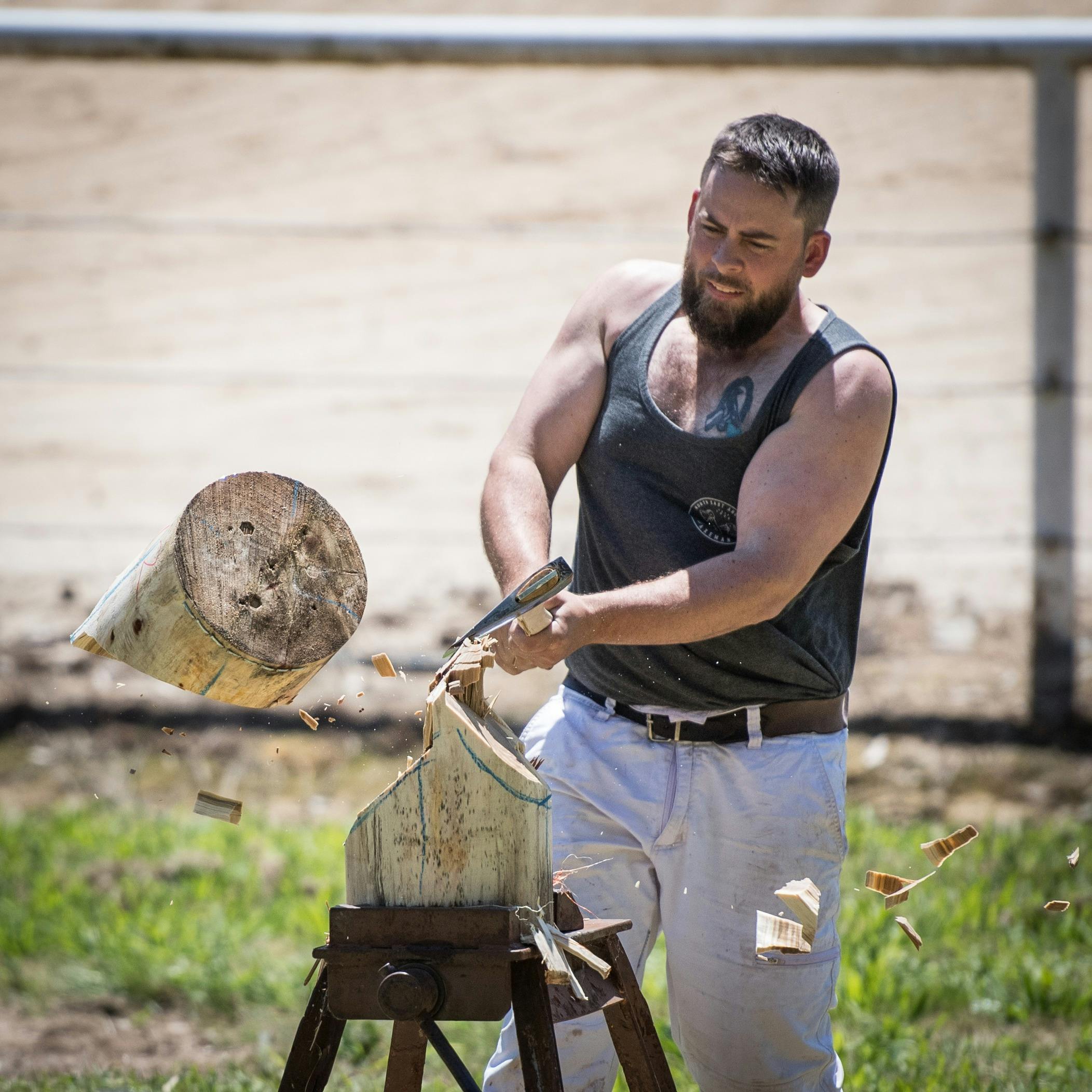 The Wood Chop is a very popular event during the day.