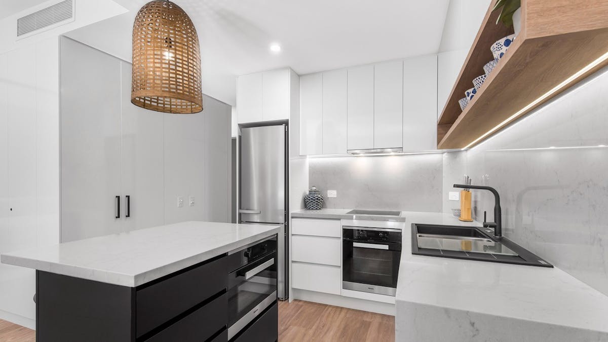 Coastal kitchen with every home convenience