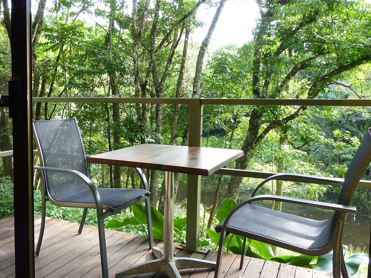 Bungalow verandah with table and chairs