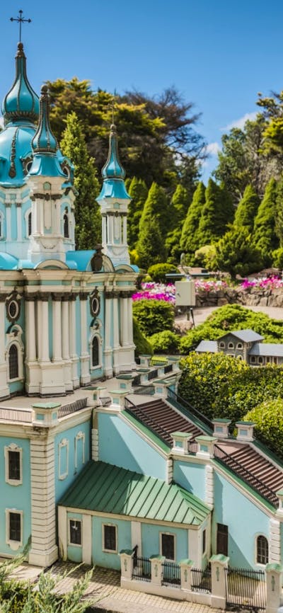 A handmade castle surrounded by well-kept garden