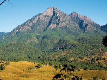 Mount Barney with farmland in foreground.