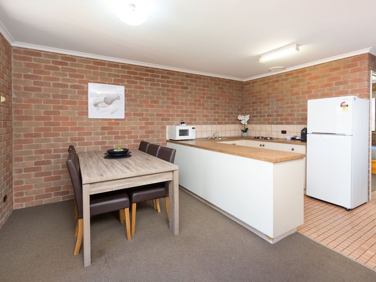 Fully equipped kitchens with full size fridge, microwave and cooking facilities.