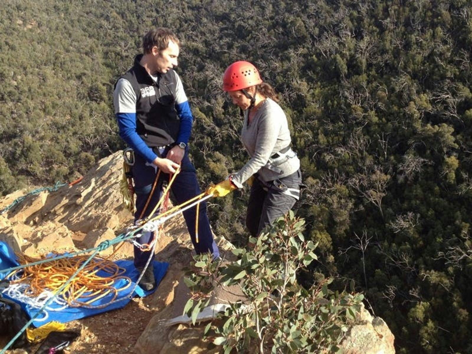 Eliza Abseiling at Anakie Gorge