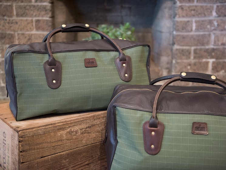 The Angus Barrett Weekender Gear Bag is made from heavy duty canvas and premium leather.