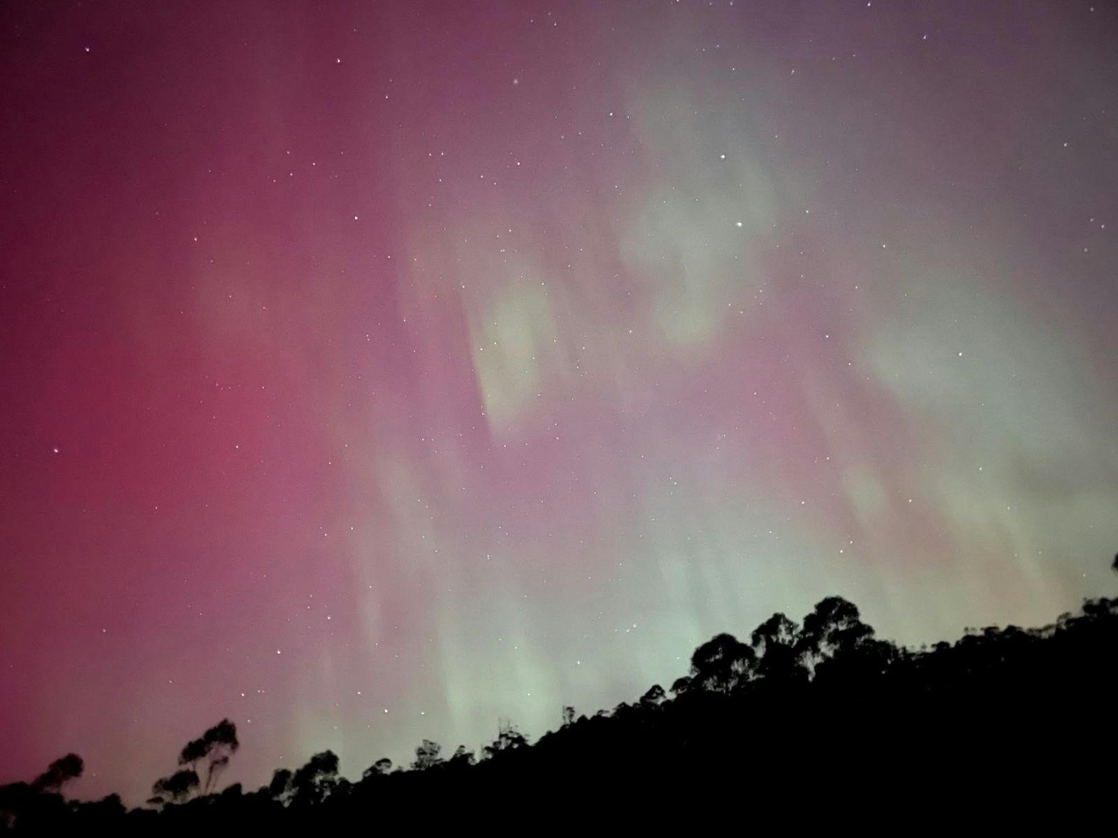 The impressive Aurora Australis dancing above Orchards Nest earlier this month