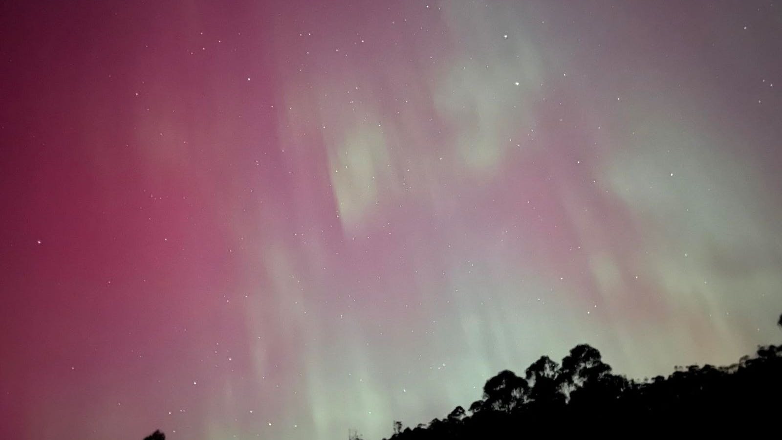 The impressive Aurora Australis dancing above Orchards Nest earlier this month