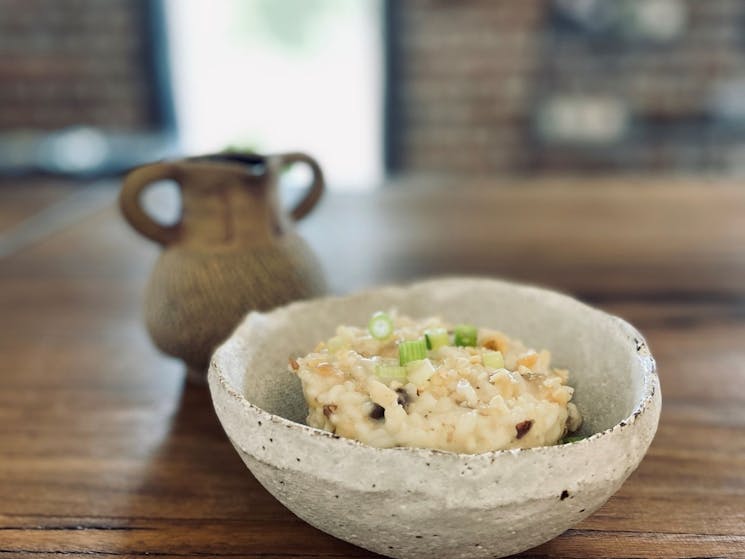 Ceramic bowl of risotto
