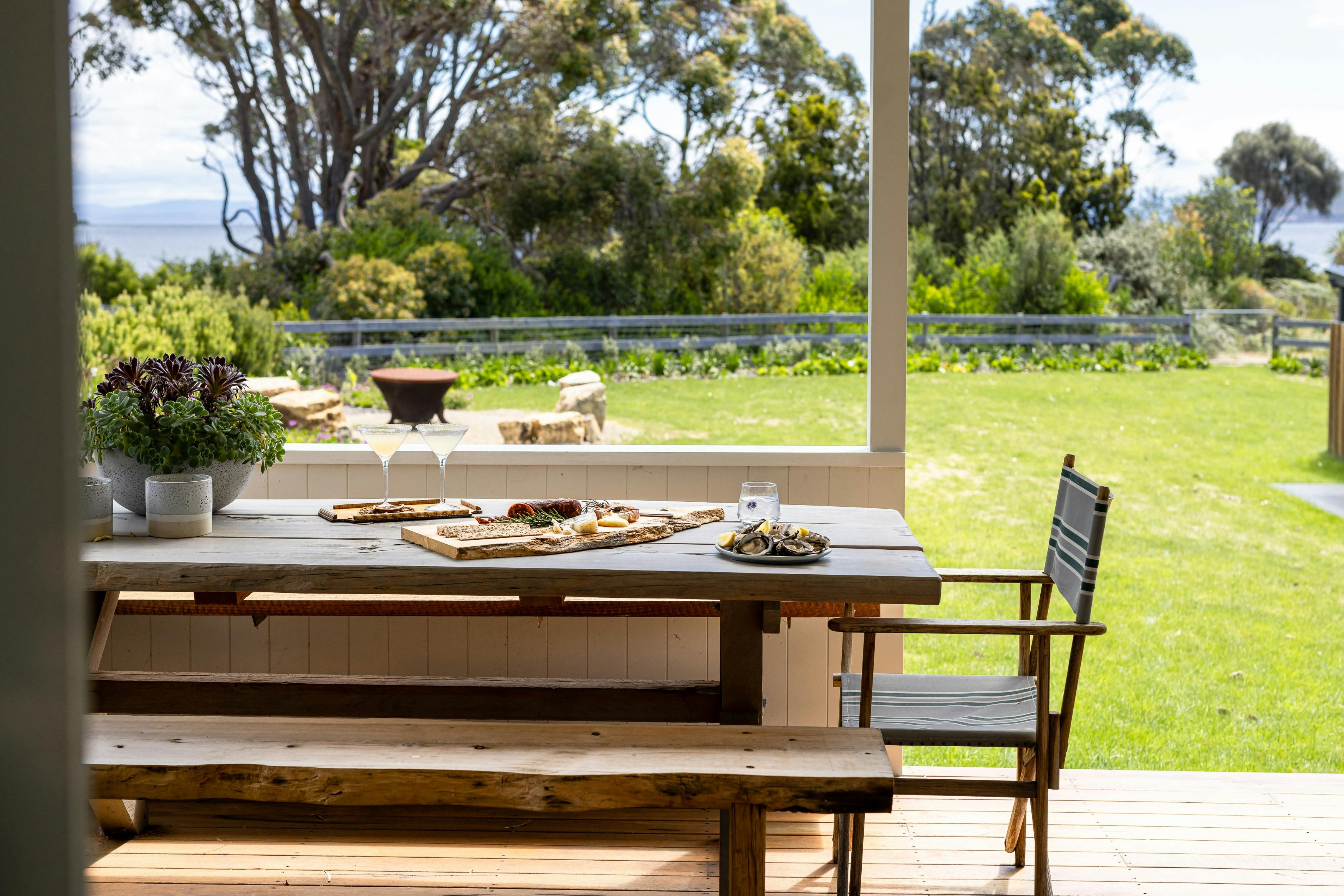 Beach Firepit outdoor entertaining, outdoor dining,  gin and tonic, happy hour