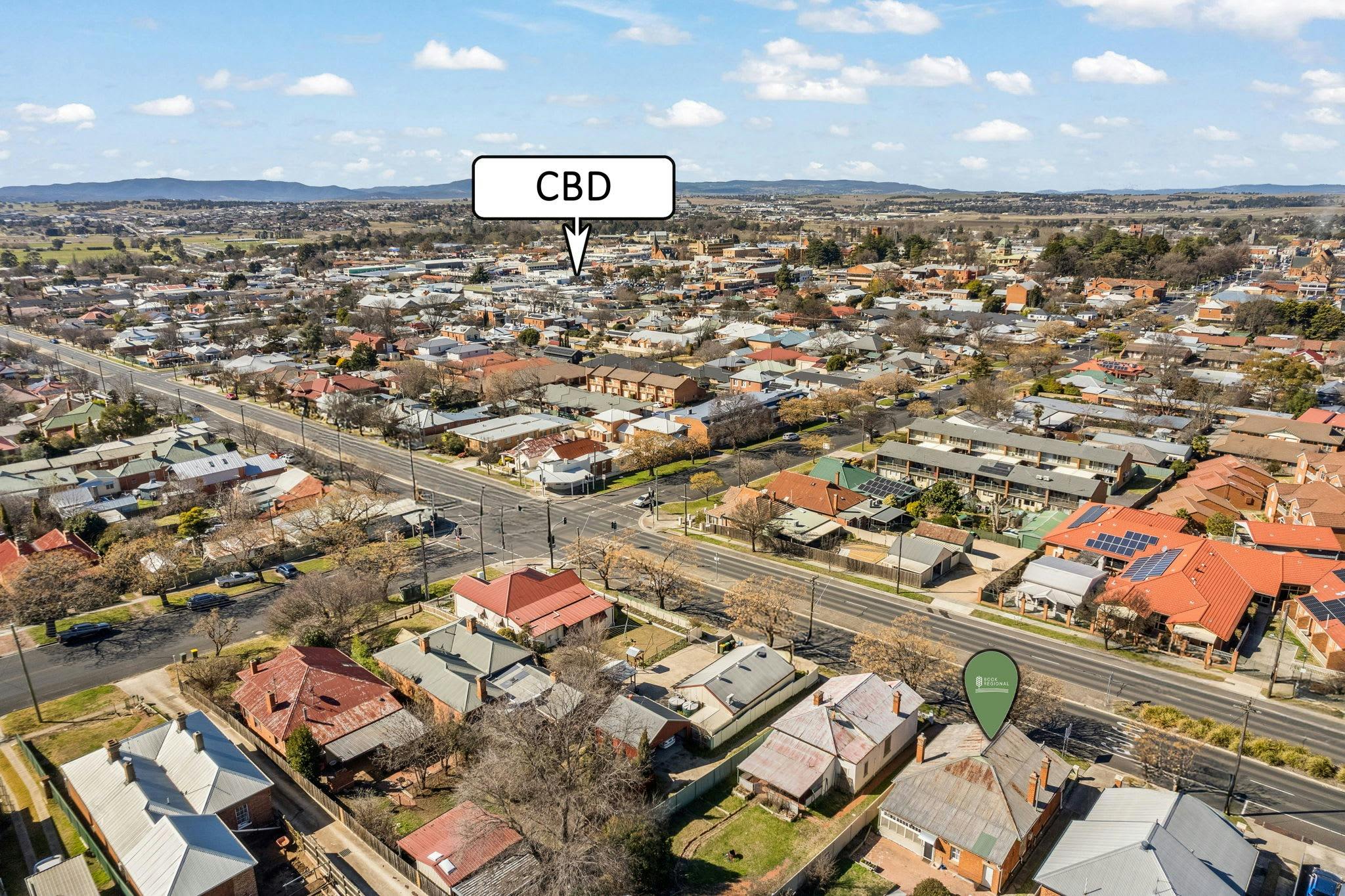 これは、バサースト CBD に対するスウェット スチュワートの宿泊施設の位置を示しています。