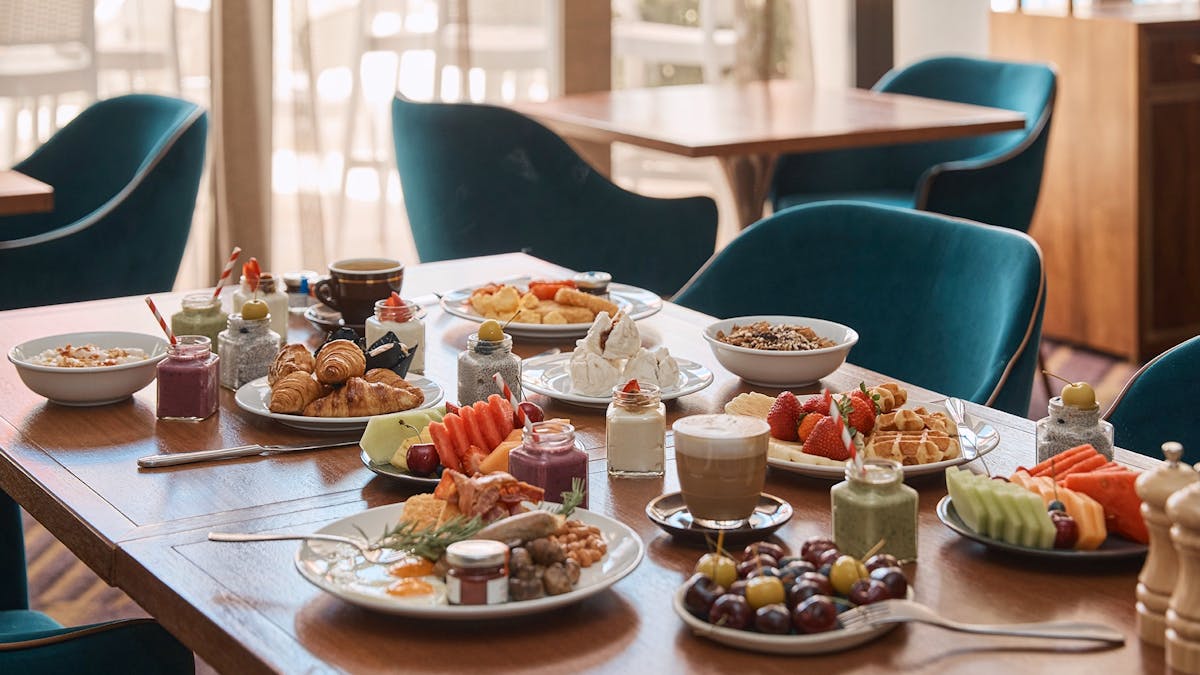 Tables of breakfast items