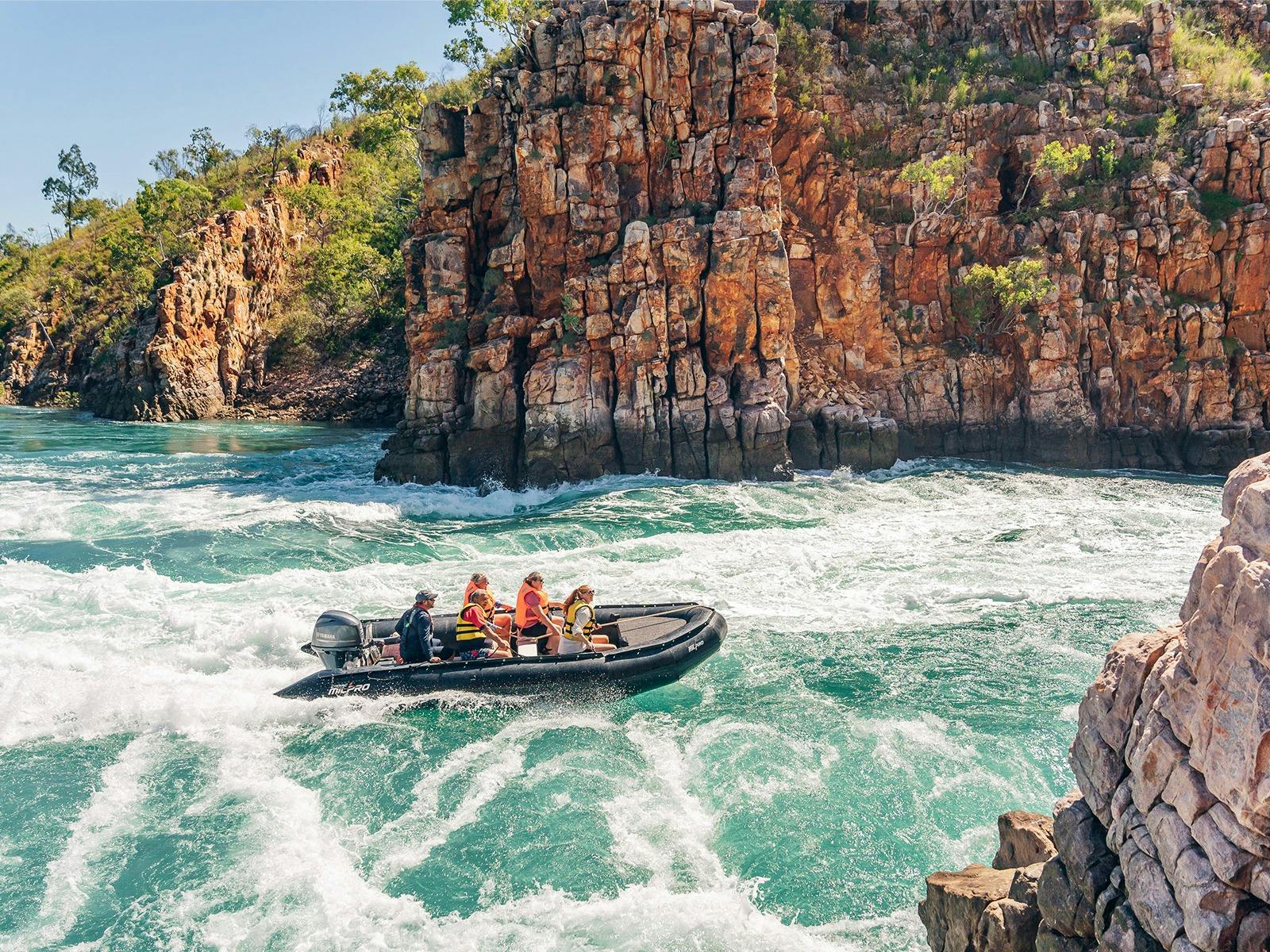Zodiac Carrying Guests Through Horizontal Falls