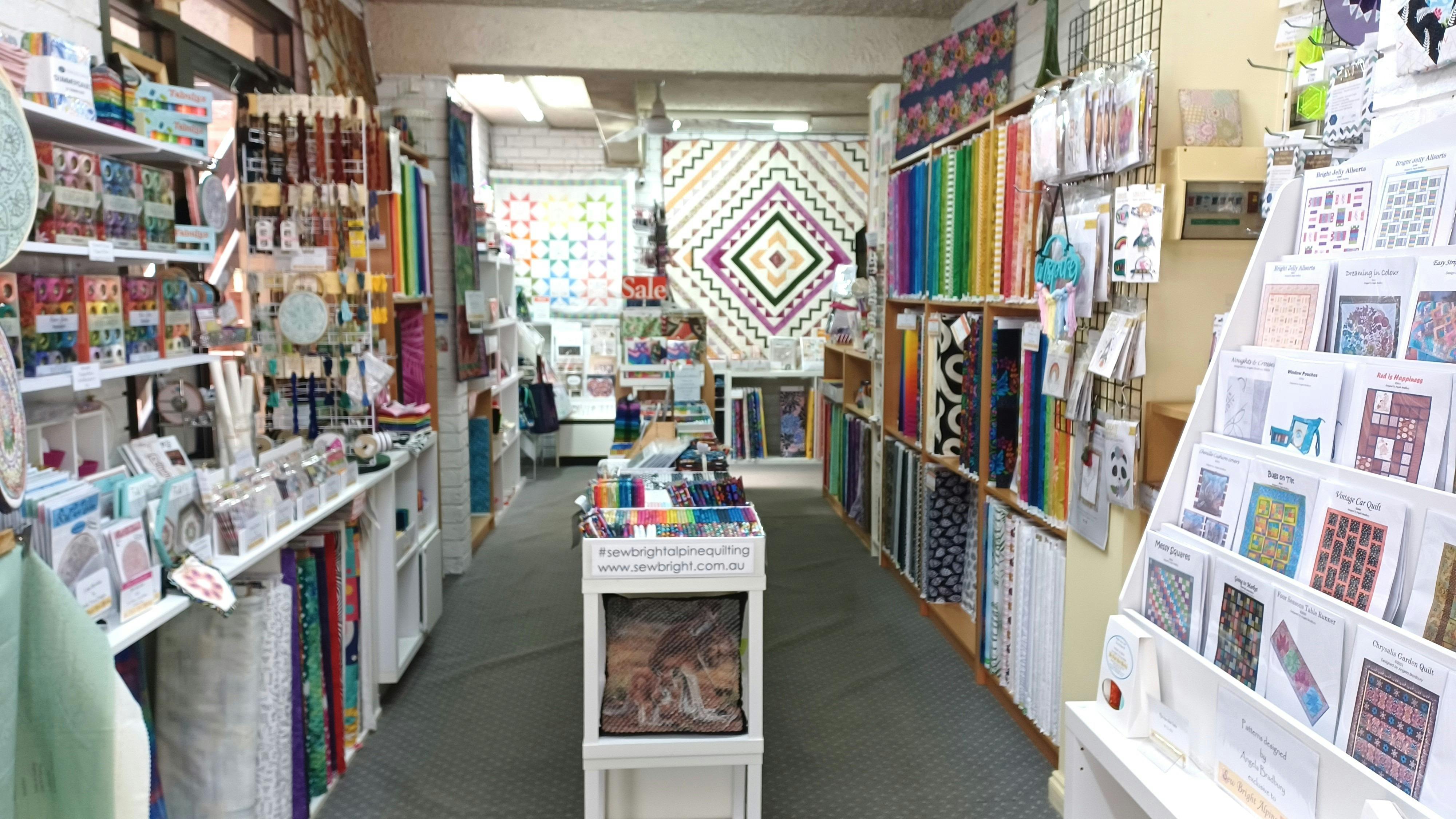 Sew Bright Alpine Quilting inside shop March 2026