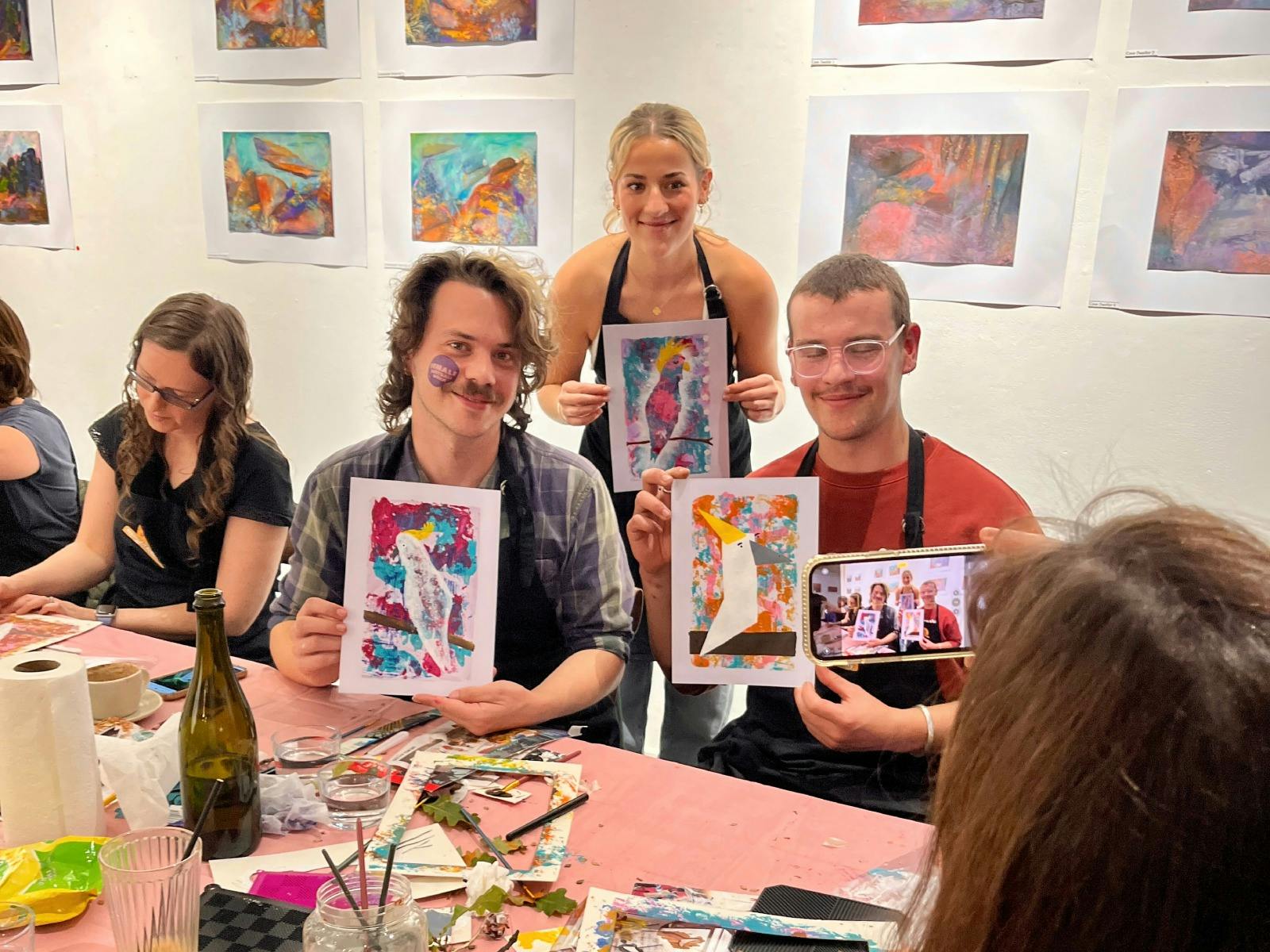 Workshop participants showing off their finished works of art!