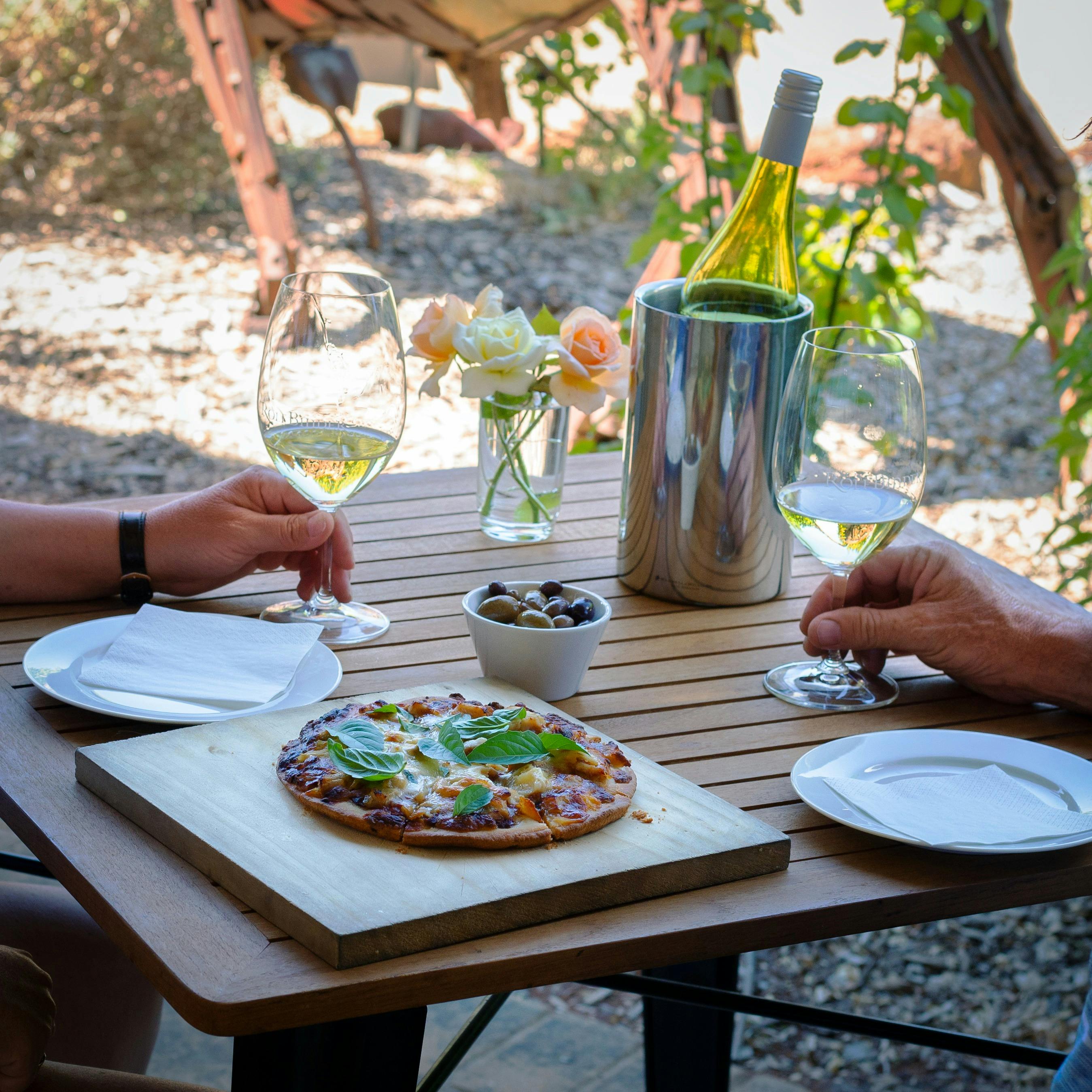 Pizza and wine