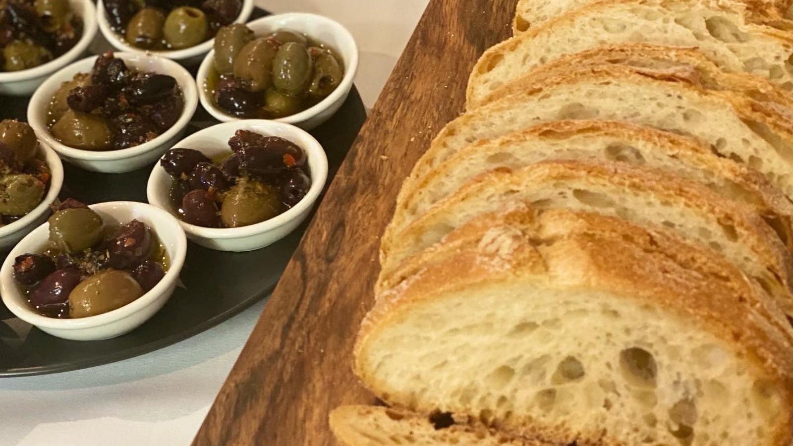 Olives and bread