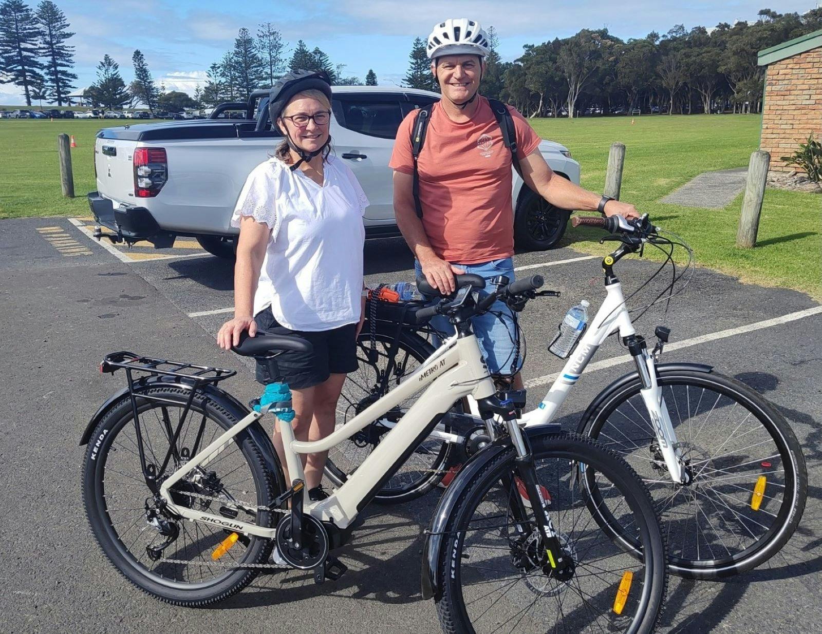 Two customers looking forward to their ebike adventure