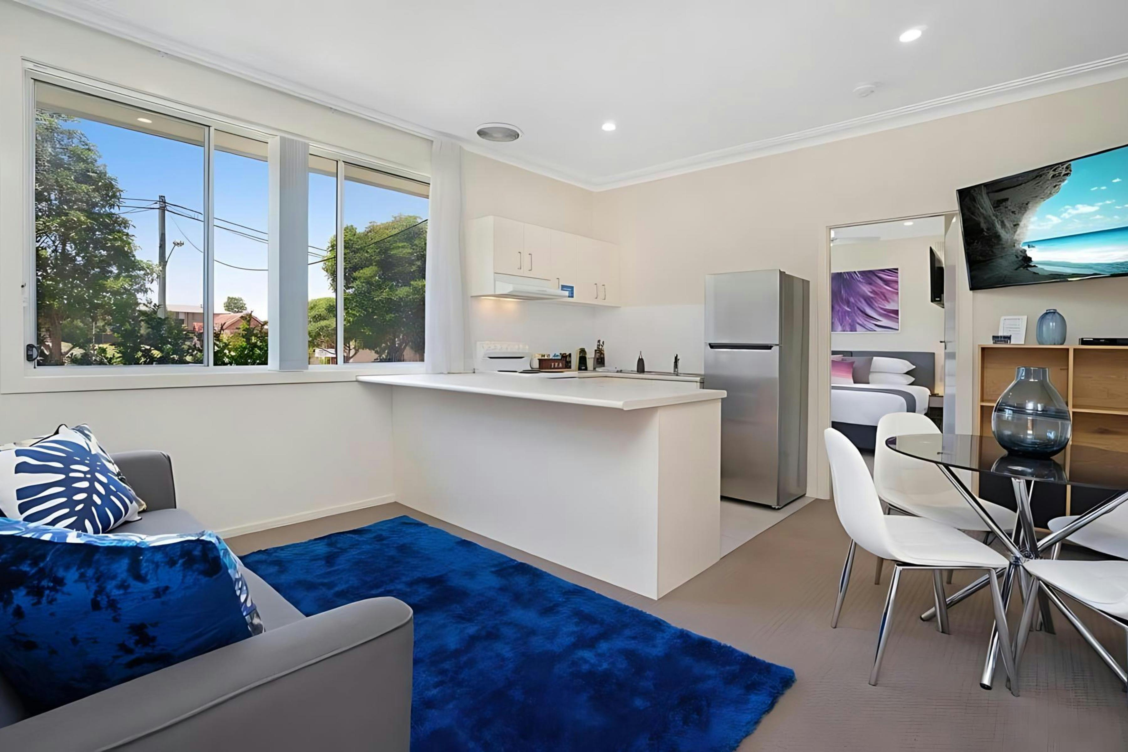 living area and kitchen