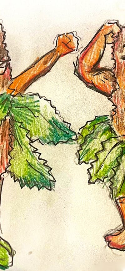 Two May Gibbs inspired Banksia Men